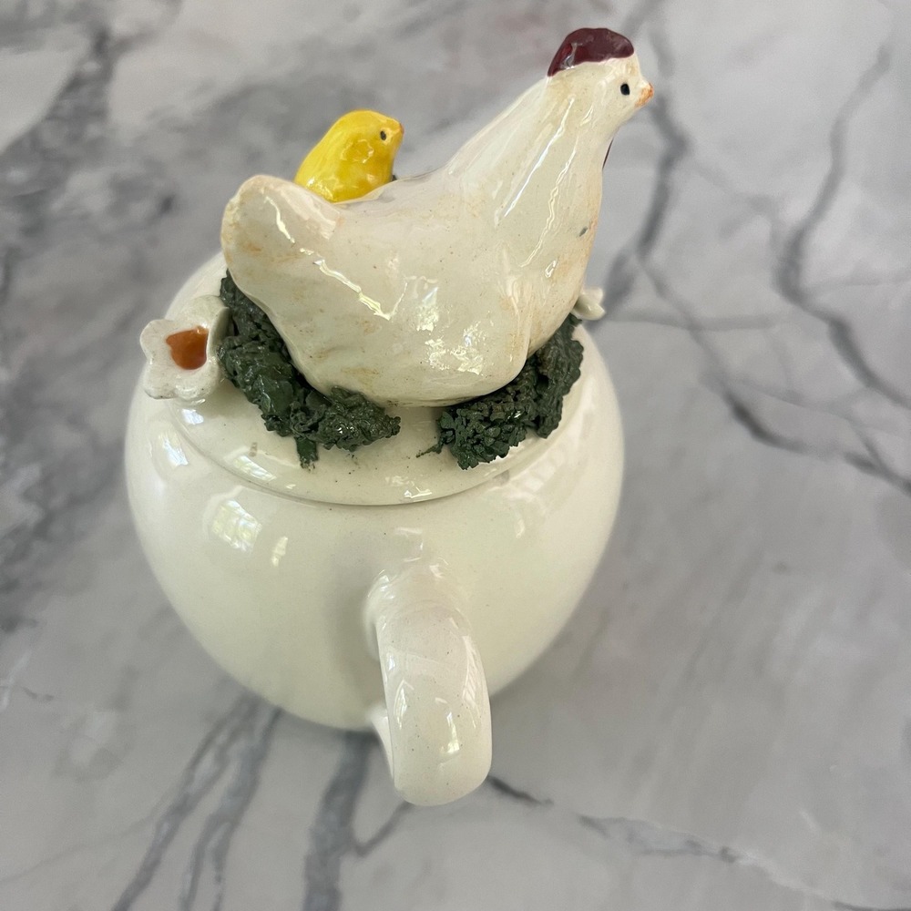 Vintage handmade Cottagecore Hen sugar bowl with lid - Picture 4 of 9